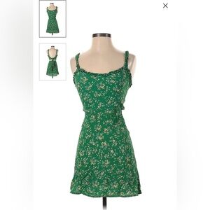 faithfull the brand green floral cocktail dress size S